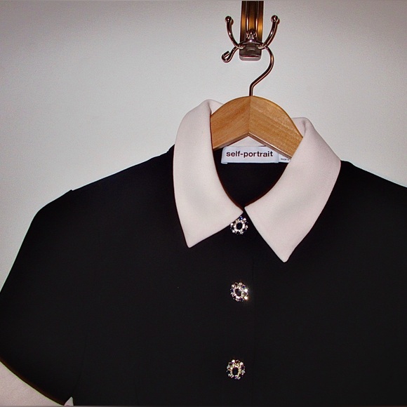 Self-Portrait Black Dress with White Collar - Picture 3 of 4